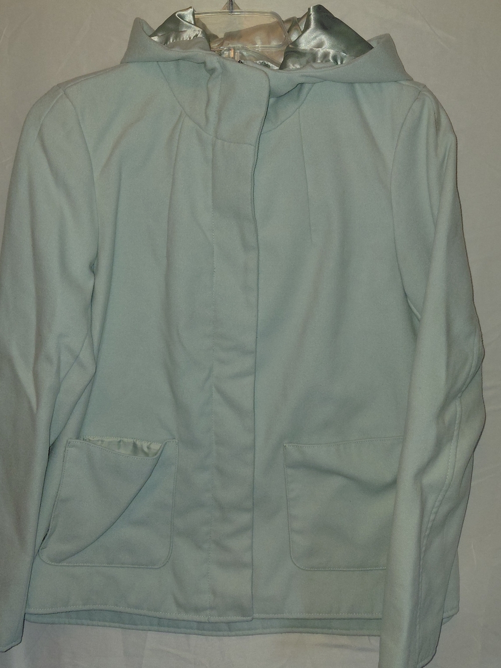Women's Light Blue Hooded Pea Coat - Size Med #2618